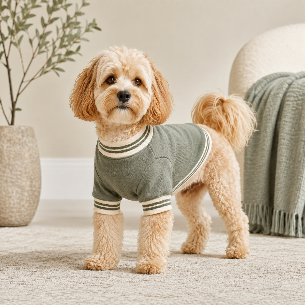VEZLUPINA™ Atelier Varsity Dog Sweatshirt | Premium Puppy Crewneck, Casual Streetwear Pet Clothes