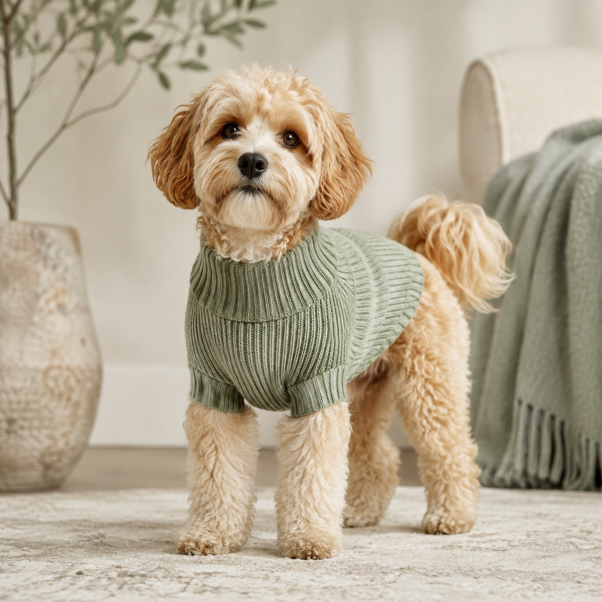 VEZLUPINA™ CloudSoft Ribbed Dog Sweater | Cozy Knit Puppy Winter Clothes, Stretch Pet Pullover