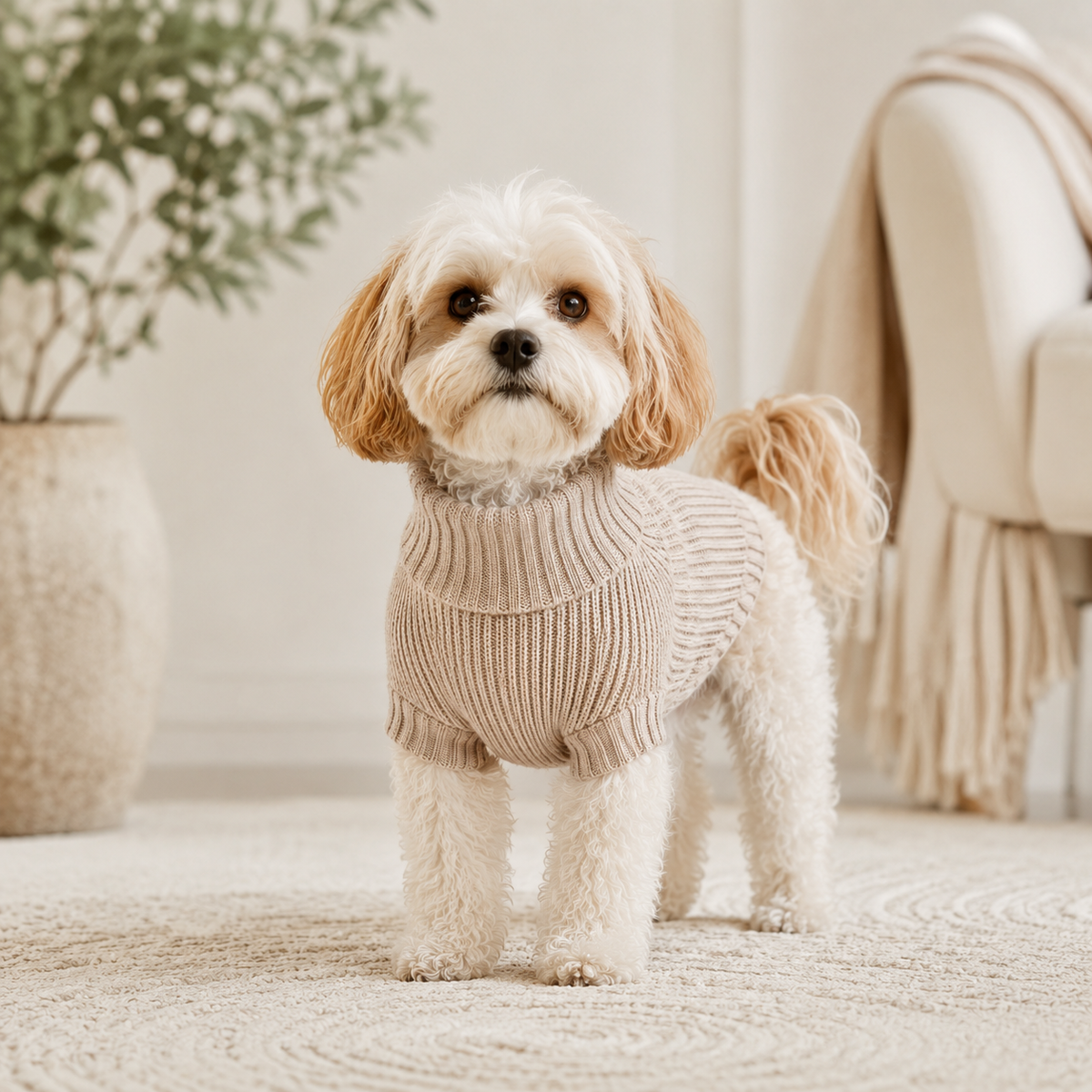 VEZLUPINA™ Rue Knit Turtleneck Dog Sweater | Luxury Winter Puppy Clothes, Chic Pet Outfit