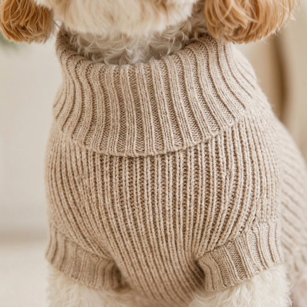 VEZLUPINA™ Rue Knit Turtleneck Dog Sweater | Luxury Winter Puppy Clothes, Chic Pet Outfit