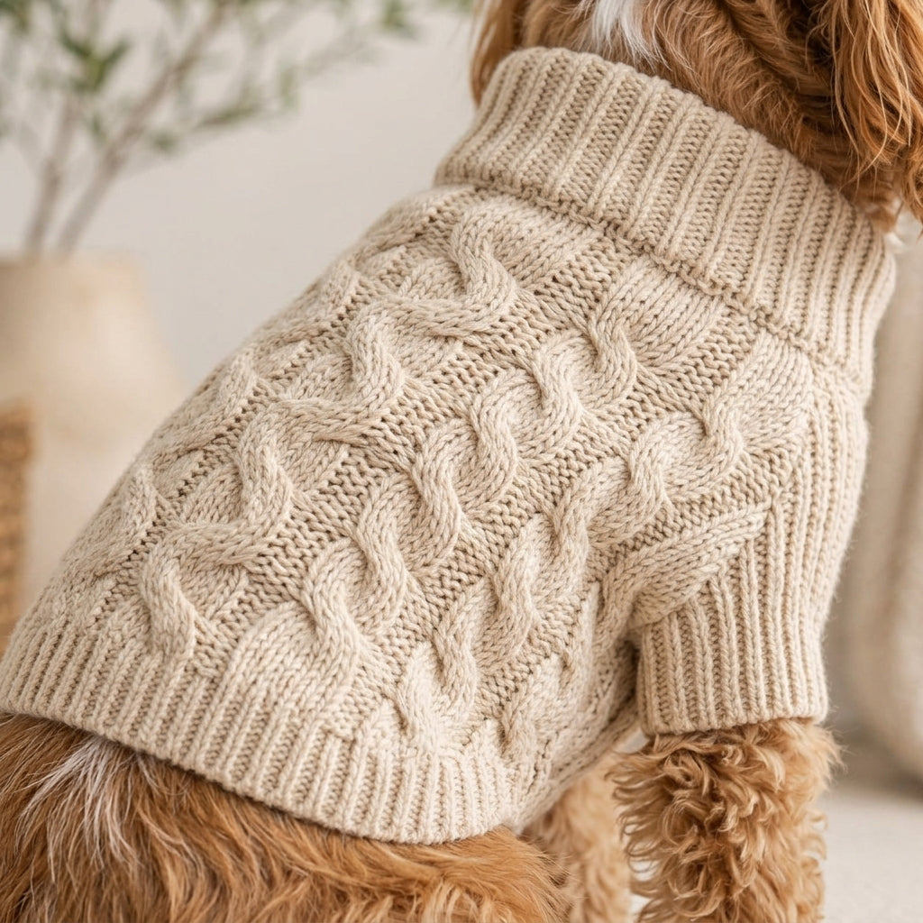 VEZLUPINA™ Heritage Cable Knit Dog Cardigan | Luxury Puppy Sweater, Cozy Winter Pet Outfit